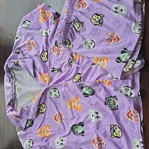​Celebrate! Halloween Purple Ghost Monster PJ Set | Button-Up Shorts Size S